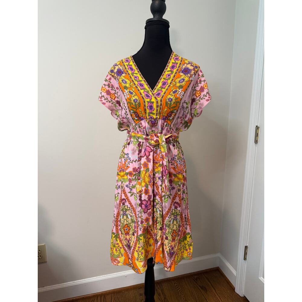 Hale Bob Vibrant Floral Print Dress with Belted Waist